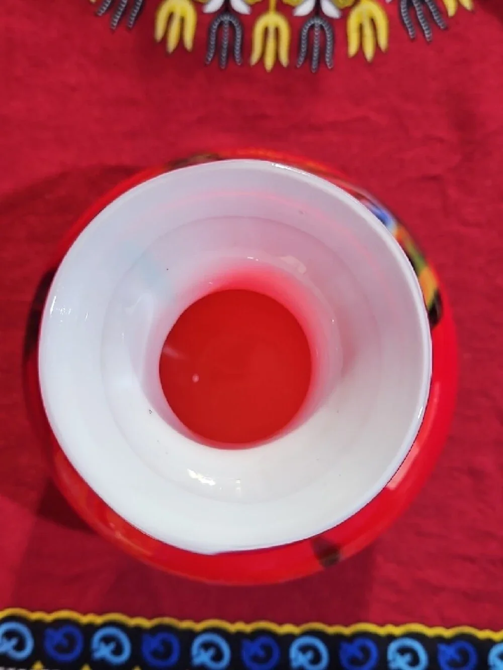 MCM Holmegaard Style Red Cased Art Glass Vase Carnaby Era